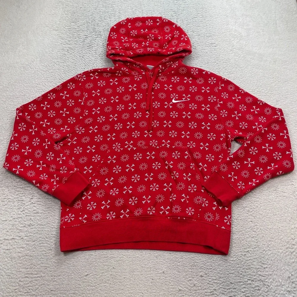 Nike Sportswear Club Fleece Christmas‎ Monogram Hoodie Men's Small FJ1635-657